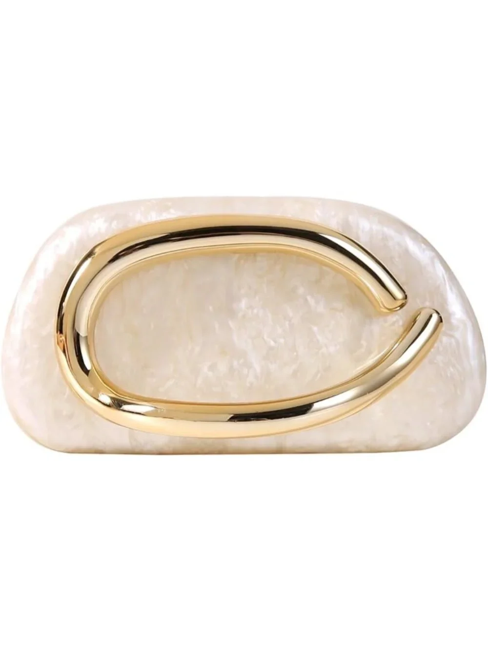 👜Women's Beige Marble Art Deco Clutch Gold-Tone Handle Evening Party Purse Bag